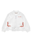 Felpa per neonata Monnalisa bianca con stampa fragole sul davanti - Rubino Kids