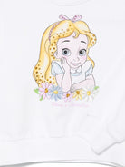 Felpa per neonata Monnalisa bianco con stampa Alice x Disney - Rubino Kids