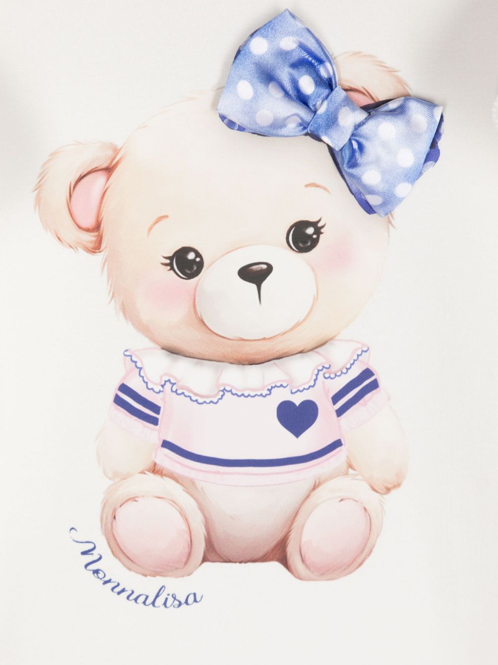 Felpa per neonata Monnalisa Teddy Bear bianco e rosa con ruches - Rubino Kids