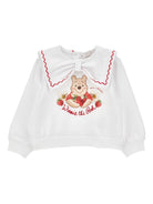 Felpa per neonata Monnalisa x Disney bianca con stampa grafica Winnie the Pooh - Rubino Kids