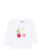 Felpa per neonata Moschino Kids bianca con stampa ciliegie - Rubino Kids