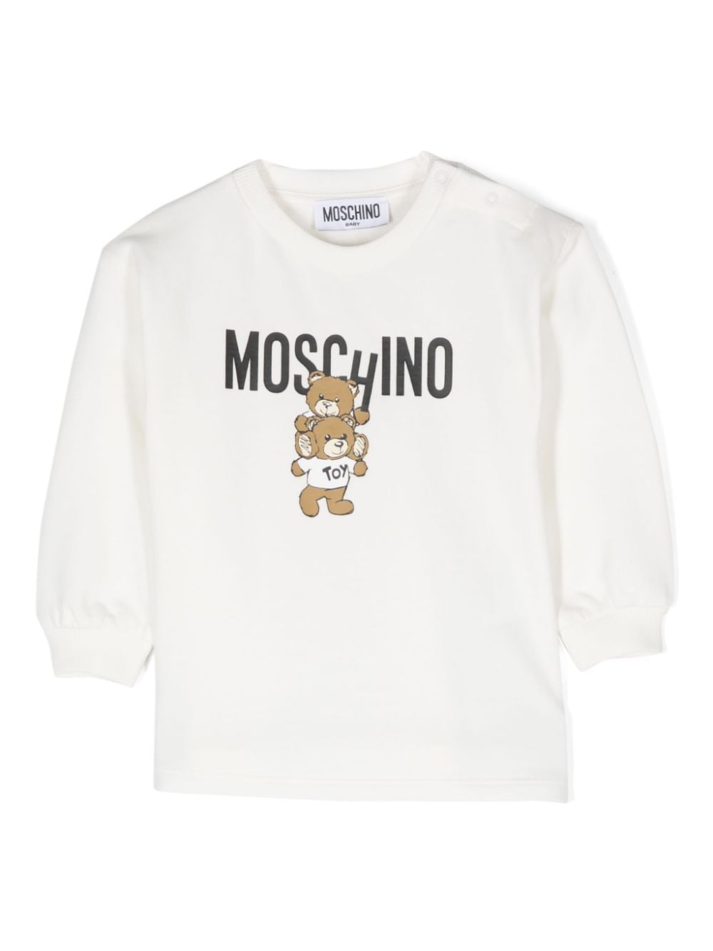 Felpa per neonata Moschino Kids bianco con stampa Teddy Bear - Rubino Kids