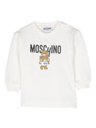 Felpa per neonata Moschino Kids bianco con stampa Teddy Bear - Rubino Kids