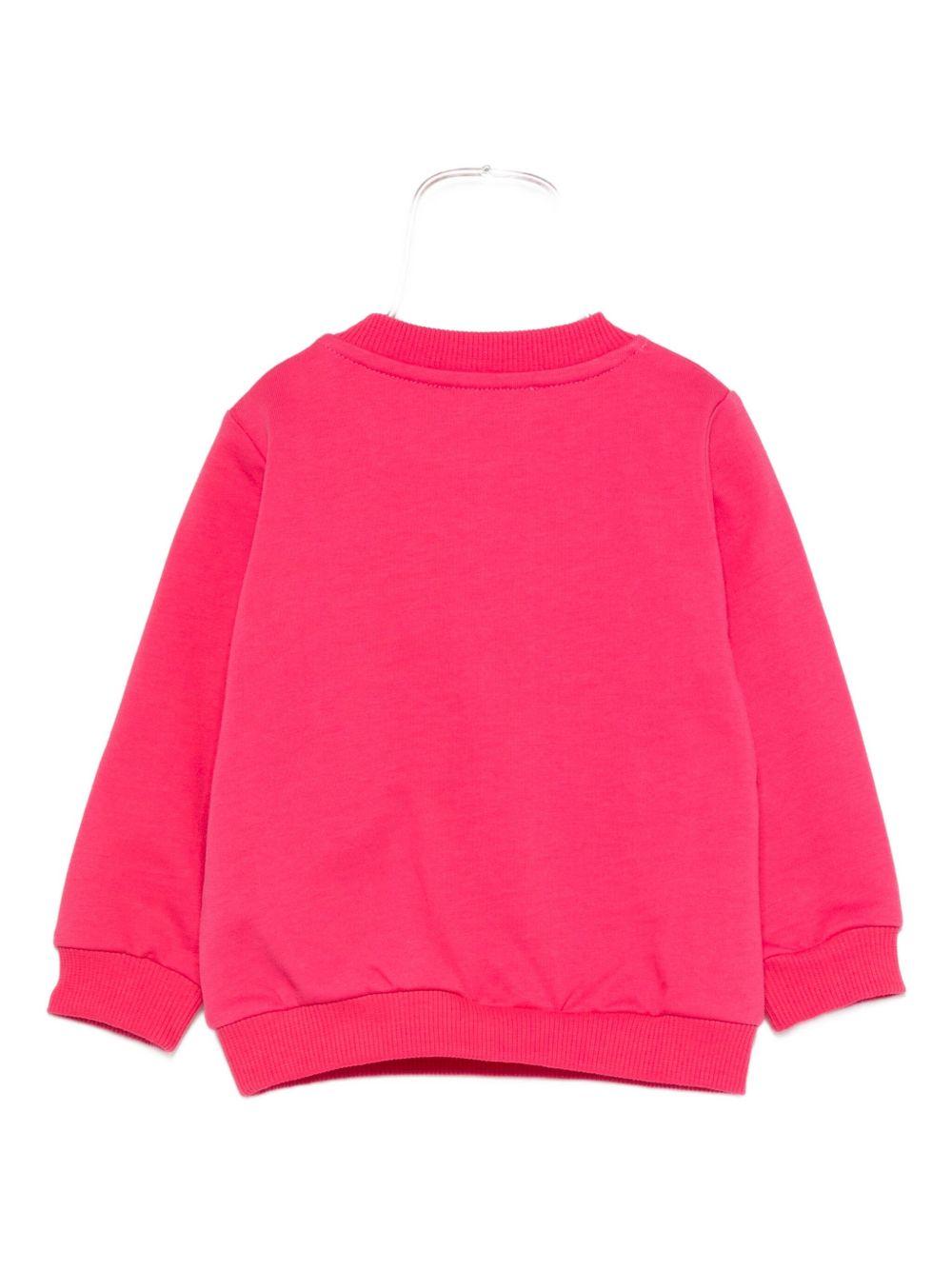 Felpa per neonata Moschino Kids fucsia con logo Teddy Bear - Rubino Kids