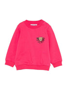 Felpa per neonata Moschino Kids fucsia con logo Teddy Bear - Rubino Kids