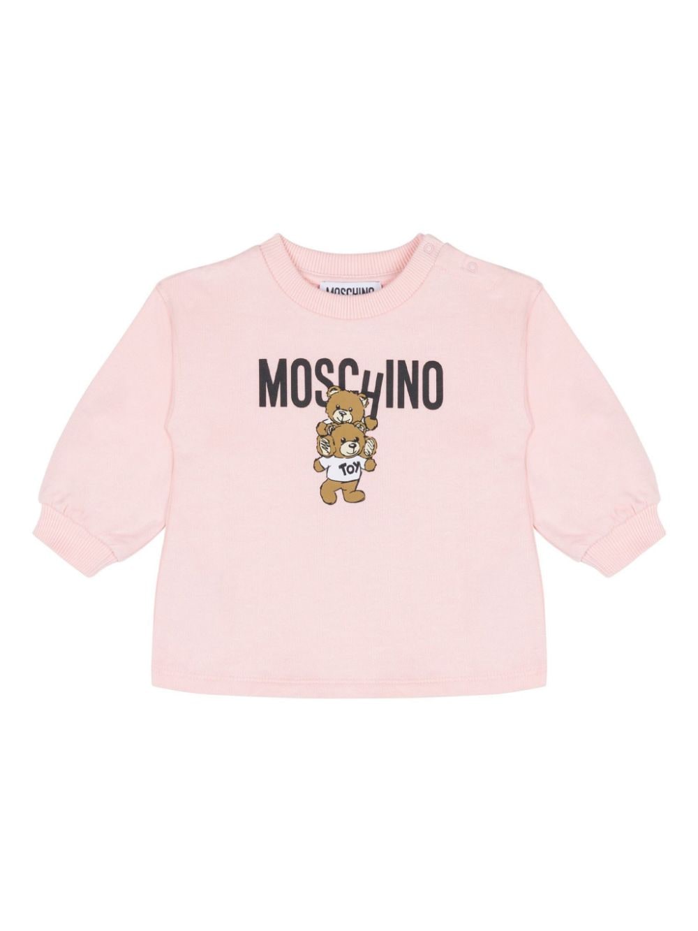 Felpa per neonata Moschino Kids rosa con stampa Teddy Bear - Rubino Kids