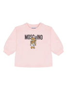 Felpa per neonata Moschino Kids rosa con stampa Teddy Bear - Rubino Kids