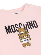 Felpa per neonata Moschino Kids rosa con stampa Teddy Bear - Rubino Kids