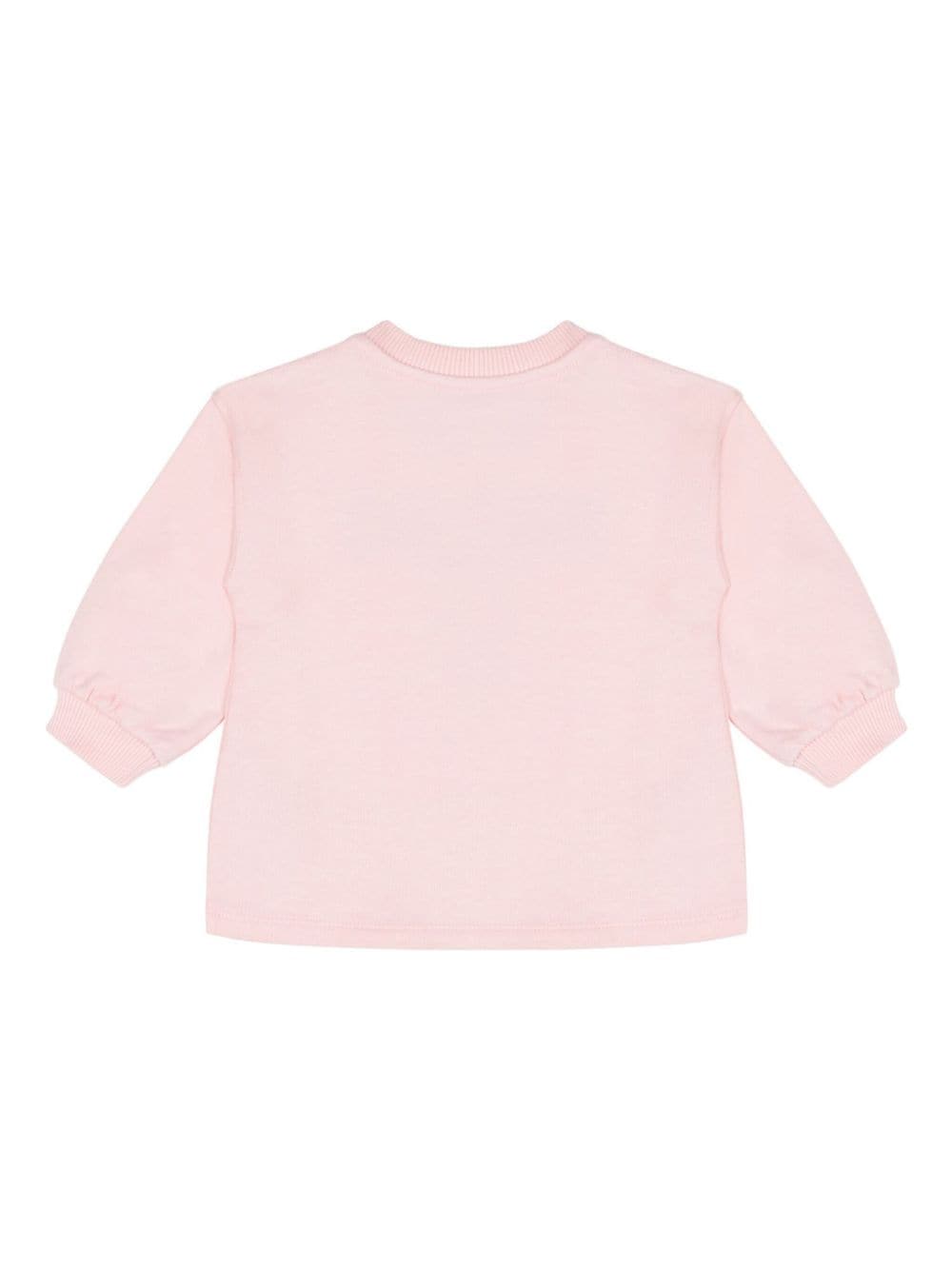 Felpa per neonata Moschino Kids rosa con stampa Teddy Bear - Rubino Kids