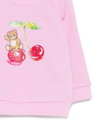 Felpa per neonata Moschino Kids rosa con stampa Teddy sul davanti - Rubino Kids