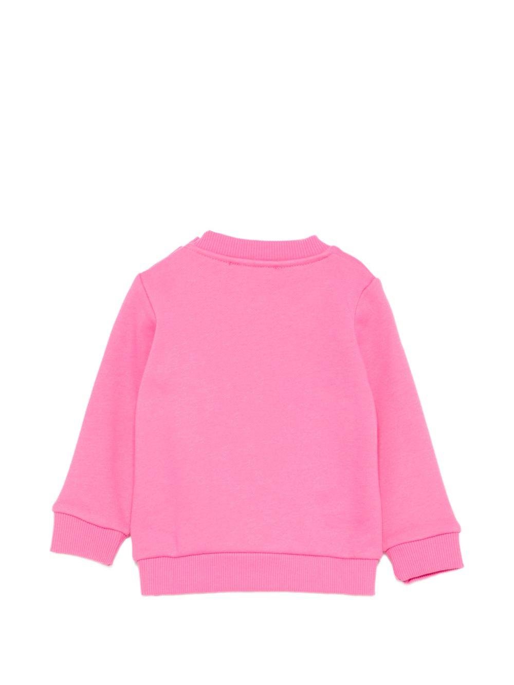 Felpa per neonata Moschino Kids rosa con stampa tre Teddy Bear - Rubino Kids