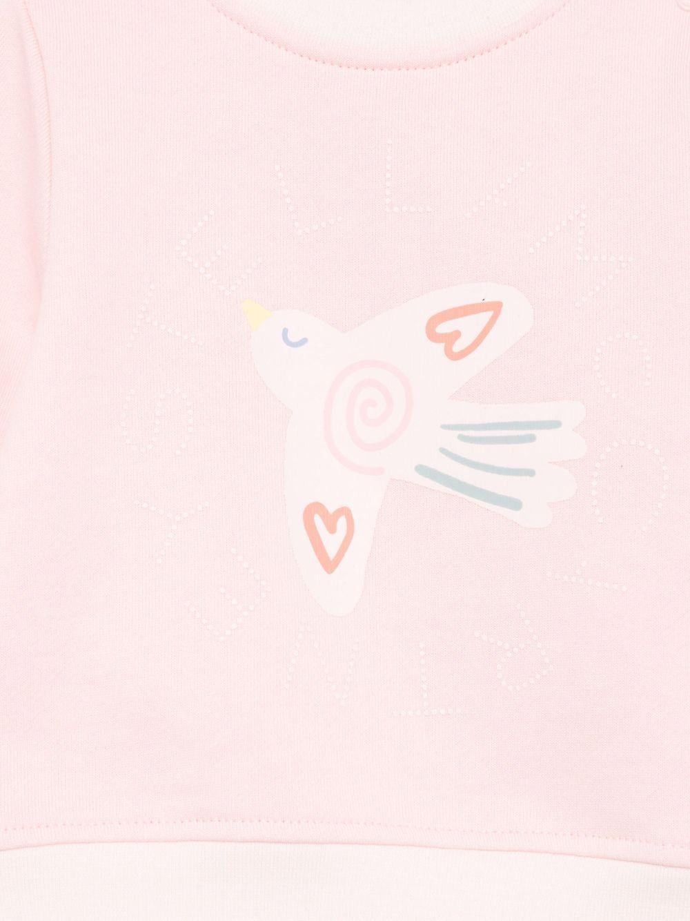 Felpa per neonata Stella McCartney Kids rosa con stampa di uccelli - Rubino Kids