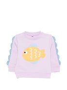 Felpa per neonata Stella McCartney Kids viola con stampa pesciolino - Rubino Kids