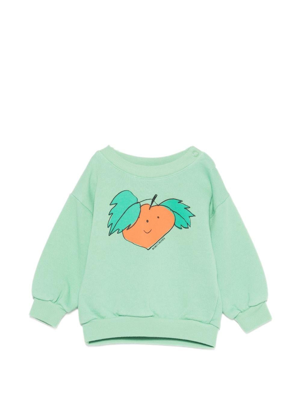 Felpa per neonati Bobo Choses verde con stampa grafica - Rubino Kids