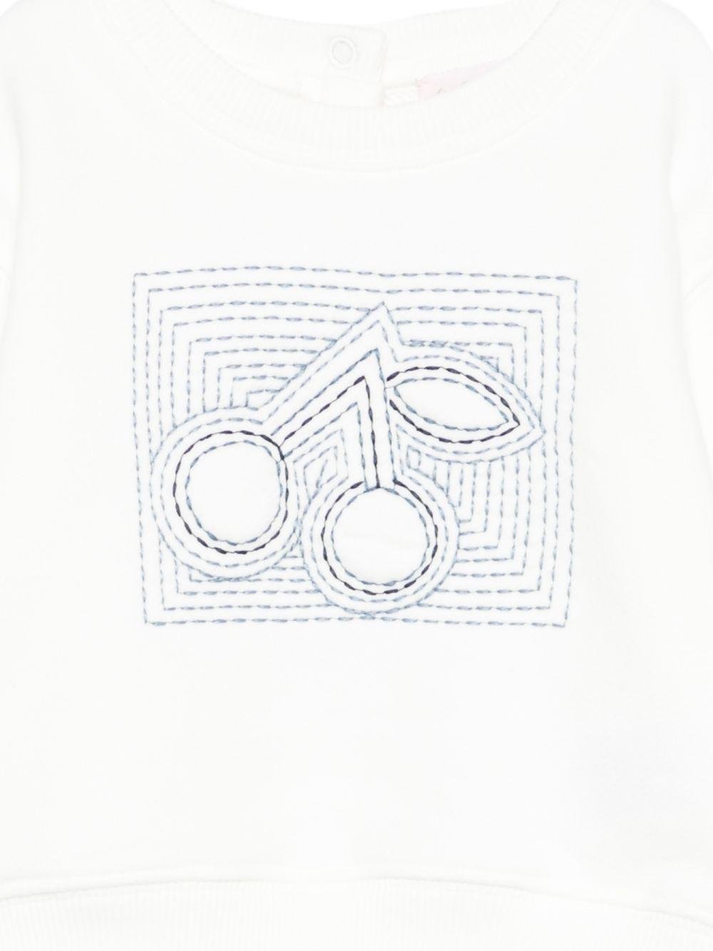 Felpa per neonati Bonpoint bianca con ricamo ciliegie - Rubino Kids