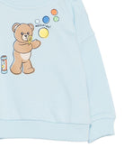 Felpa per neonati Moschino Kids azzurra con stampa grafica Teddy Bear - Rubino Kids