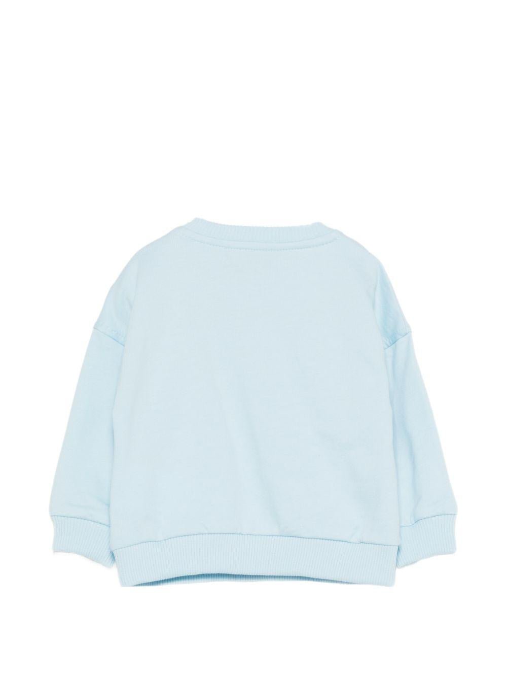 Felpa per neonati Moschino Kids azzurra con stampa grafica Teddy Bear - Rubino Kids