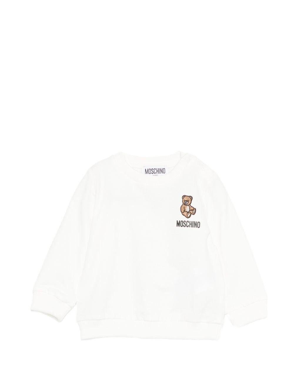 Felpa per neonati Moschino Kids bianca con ricamo Teddy Bear - Rubino Kids