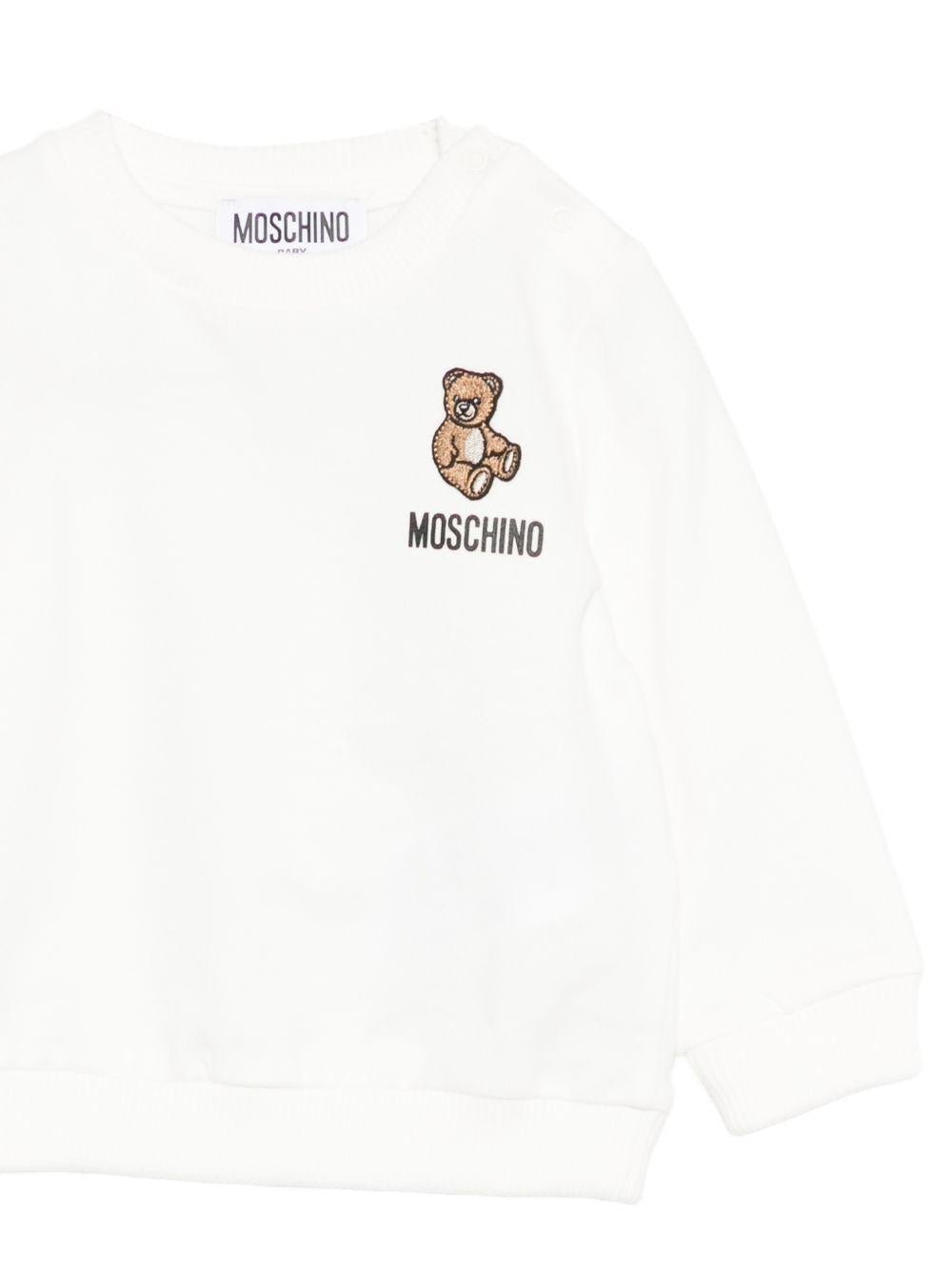 Felpa per neonati Moschino Kids bianca con ricamo Teddy Bear - Rubino Kids