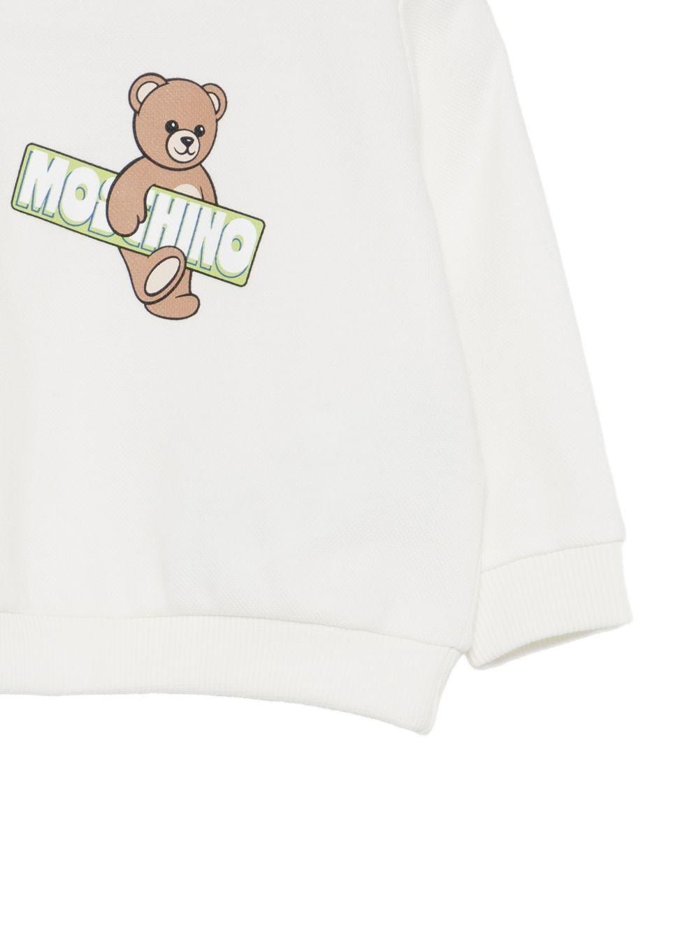 Felpa per neonati Moschino Kids bianca con stampa orsetto sul davanti - Rubino Kids