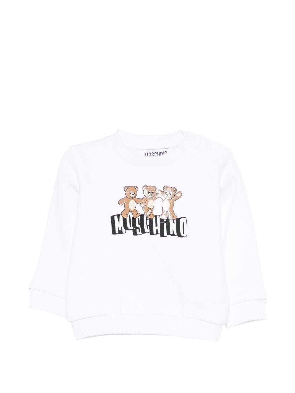 Felpa per neonati Moschino Kids bianca con stampa Teddy Bear sul davanti - Rubino Kids