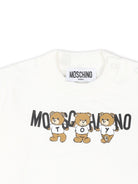 Felpa per neonati Moschino Kids bianco con stampa logo e Teddy Bear - Rubino Kids