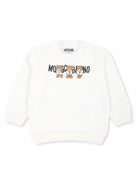 Felpa per neonati Moschino Kids bianco con stampa logo e Teddy Bear - Rubino Kids