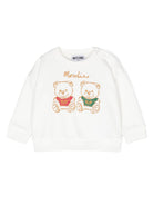 Felpa per neonati Moschino Kids bianco con stampa Teddy Bear - Rubino Kids