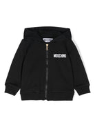 Felpa per neonati Moschino Kids nero con zip e cappuccio - Rubino Kids