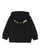 Felpa per neonati Moschino Kids nero con zip e cappuccio - Rubino Kids