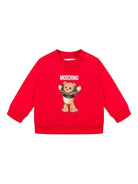 Felpa per neonati Moschino Kids rossa con stampa Teddy Bear - Rubino Kids