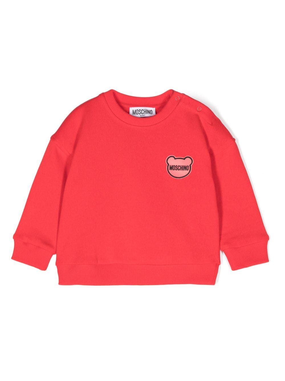 Felpa per neonati Moschino Kids rosso con applicazione logo sul petto - Rubino Kids