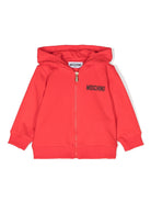 Felpa per neonati Moschino Kids rosso con zip e cappuccio - Rubino Kids