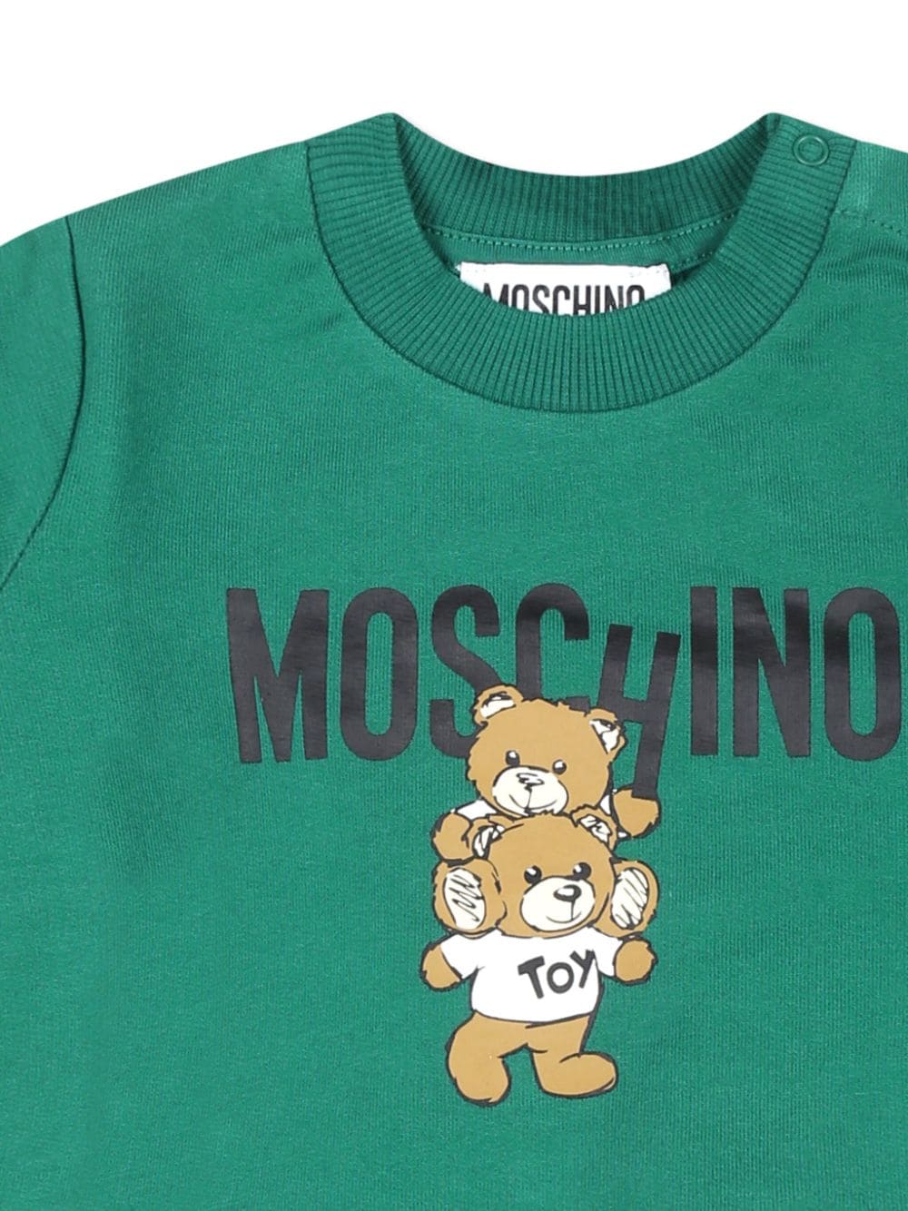 Felpa per neonati Moschino Kids verde con stampa Teddy Bear - Rubino Kids