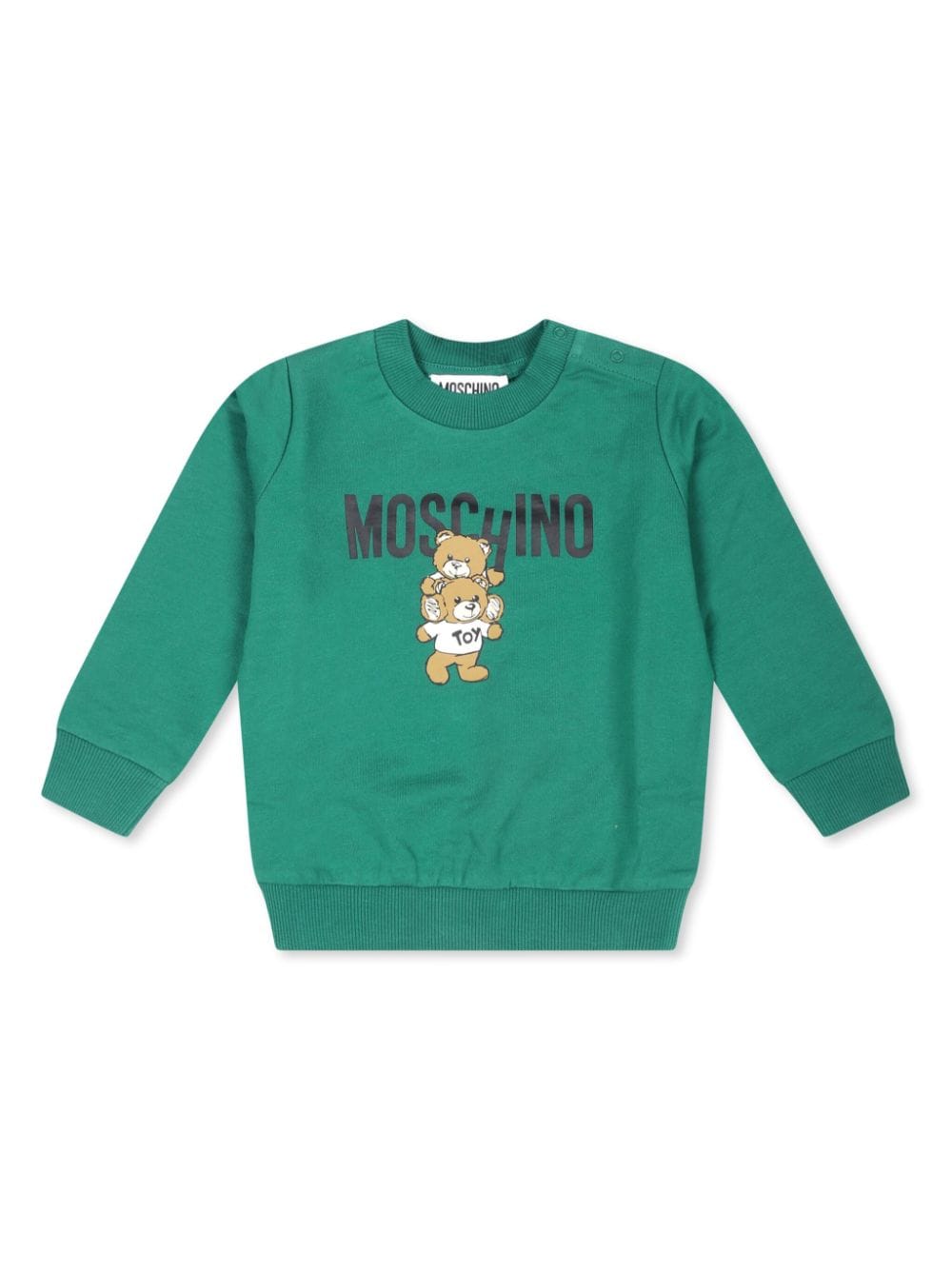 Felpa per neonati Moschino Kids verde con stampa Teddy Bear - Rubino Kids