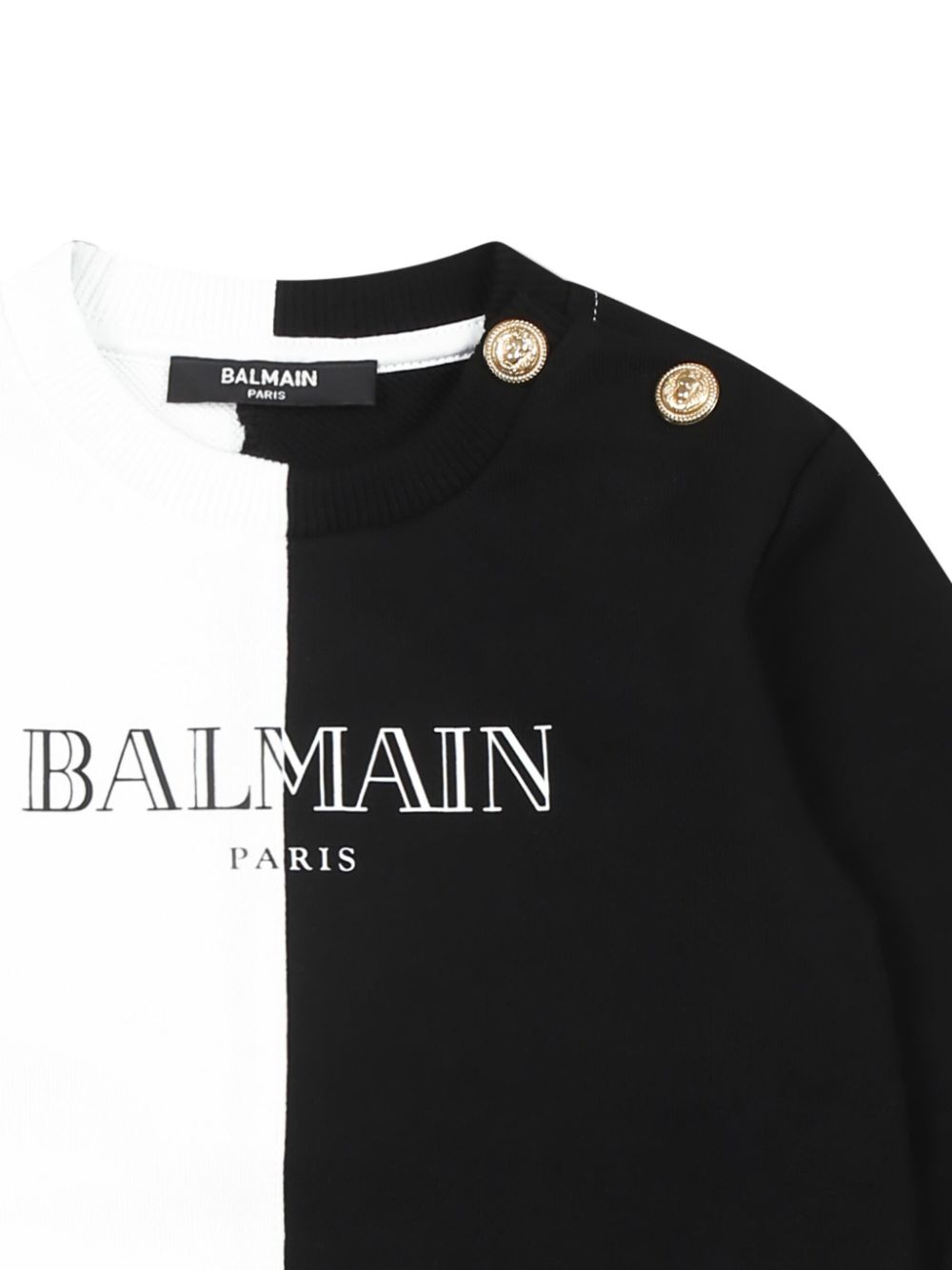 Felpa per neonato Balmain Kids bianco e nero con stampa logo - Rubino Kids