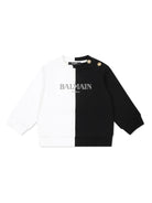 Felpa per neonato Balmain Kids bianco e nero con stampa logo - Rubino Kids