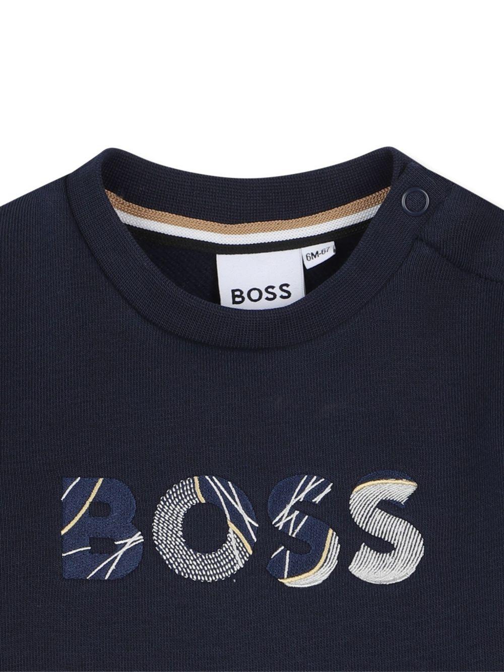 Felpa per neonato Boss Kidswear blu con applicazione logo - Rubino Kids