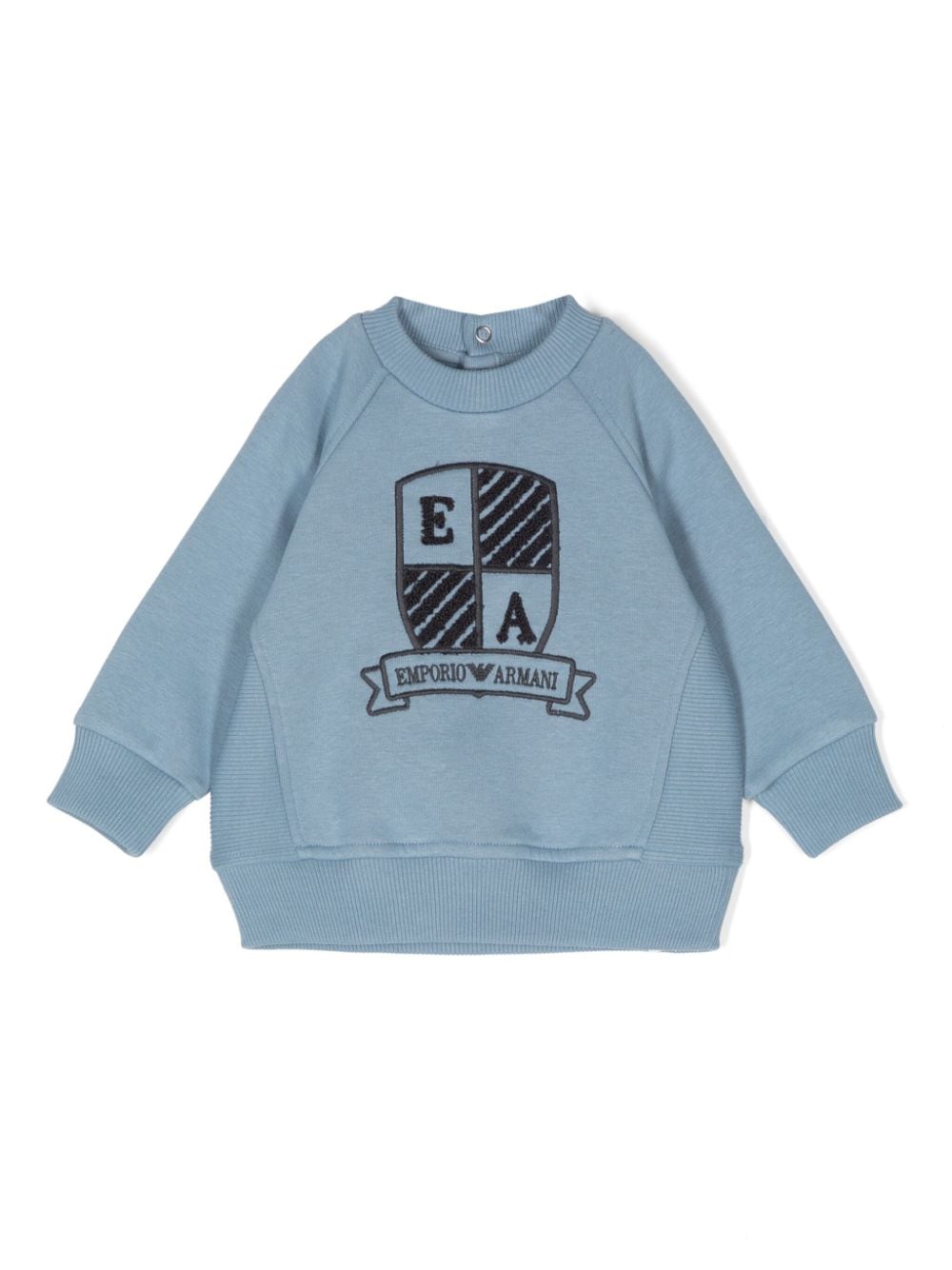 Felpa per neonato Emporio Armani Kids azzurro con ricamo logo frontale - Rubino Kids