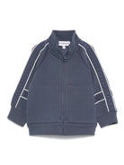 Felpa per neonato Emporio Armani Kids blu con zip e logo in rilievo - Rubino Kids