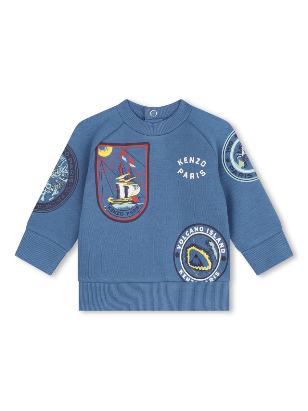 Felpa per neonato Kenzo Kids blu con stampe con logo - Rubino Kids