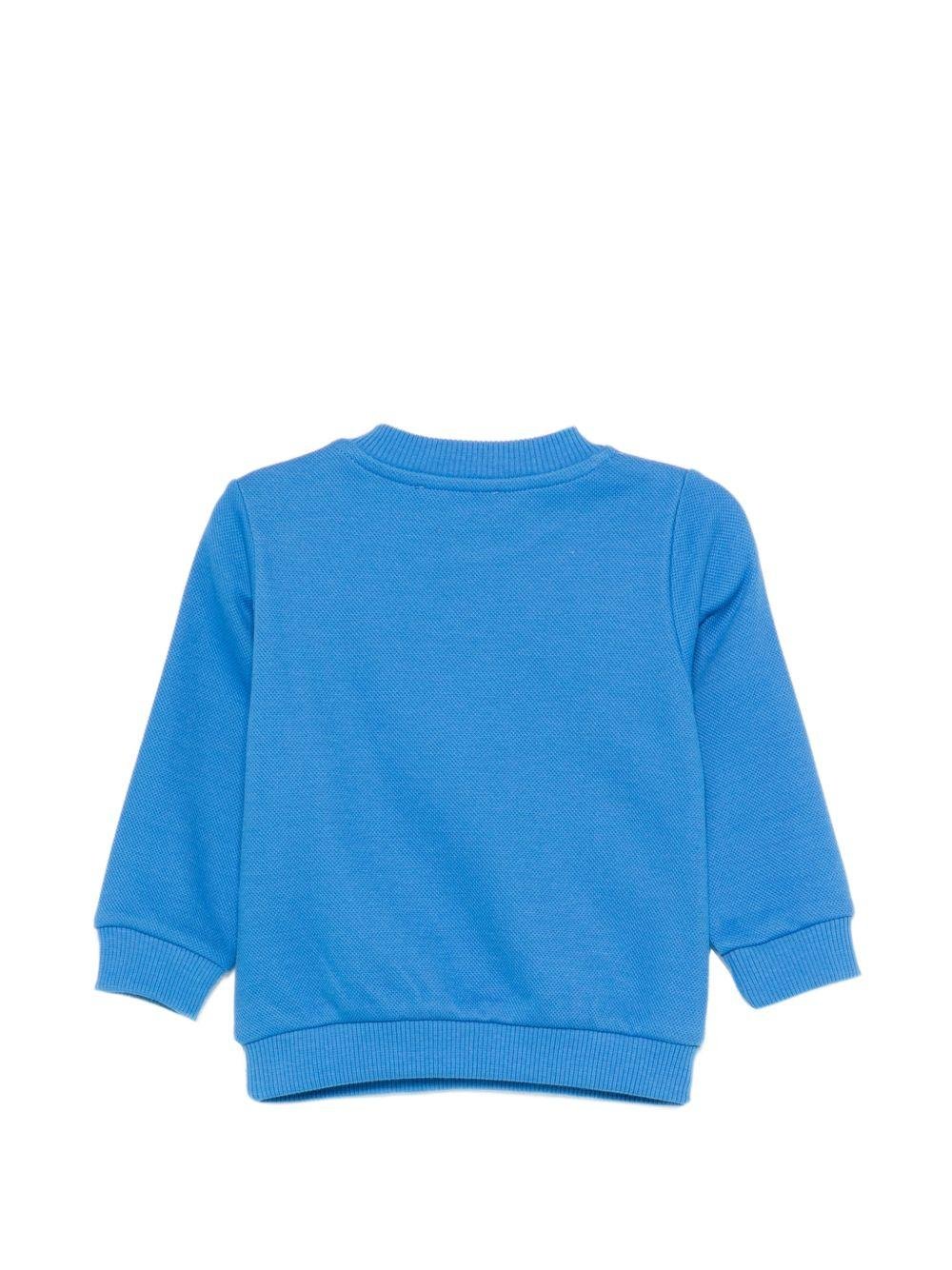 Felpa per neonato Moschino Kids azzurra con Teddy Bear e logo sul davanti - Rubino Kids