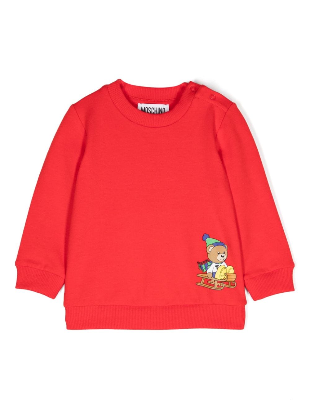 Felpa per neonato Moschino Kids rosso con stampa Teddy Bear - Rubino Kids