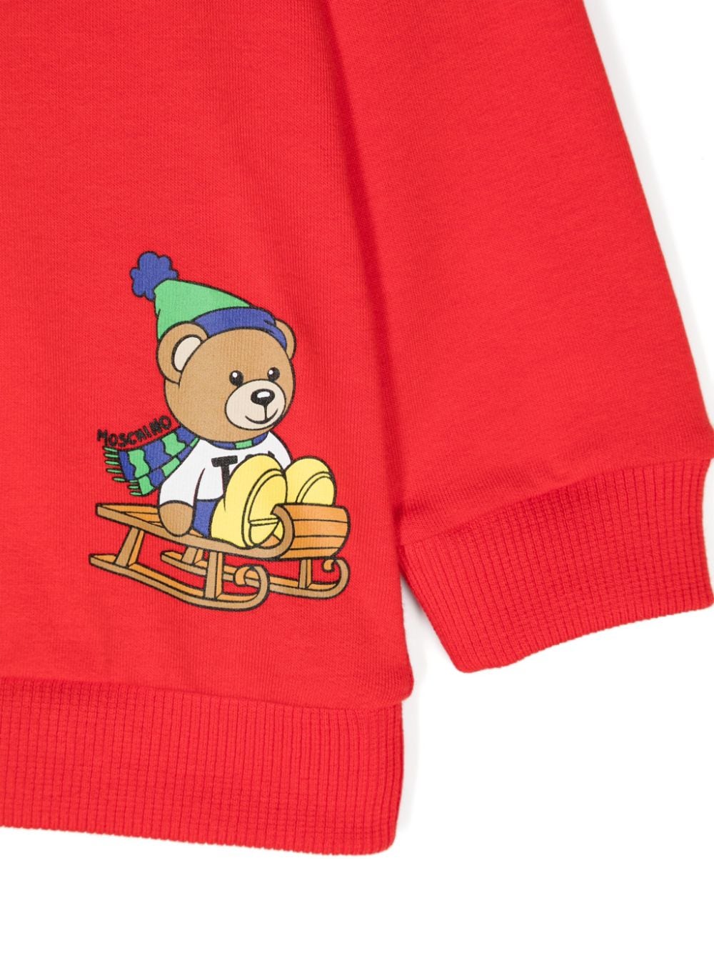 Felpa per neonato Moschino Kids rosso con stampa Teddy Bear - Rubino Kids