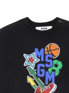 Felpa per neonato MSGM Kids nero con bottoni sulle spalle e stampa del logo - Rubino Kids