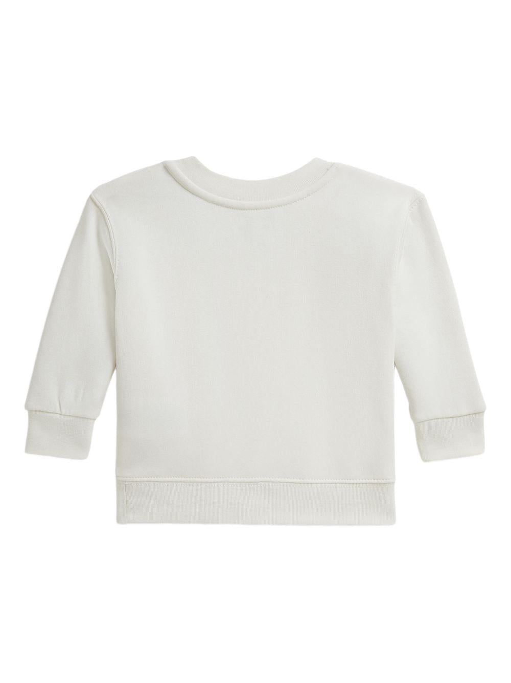 Felpa per neonato Polo Raulph Lauren Kids bianca con stampa bear sul davanti - Rubino Kids