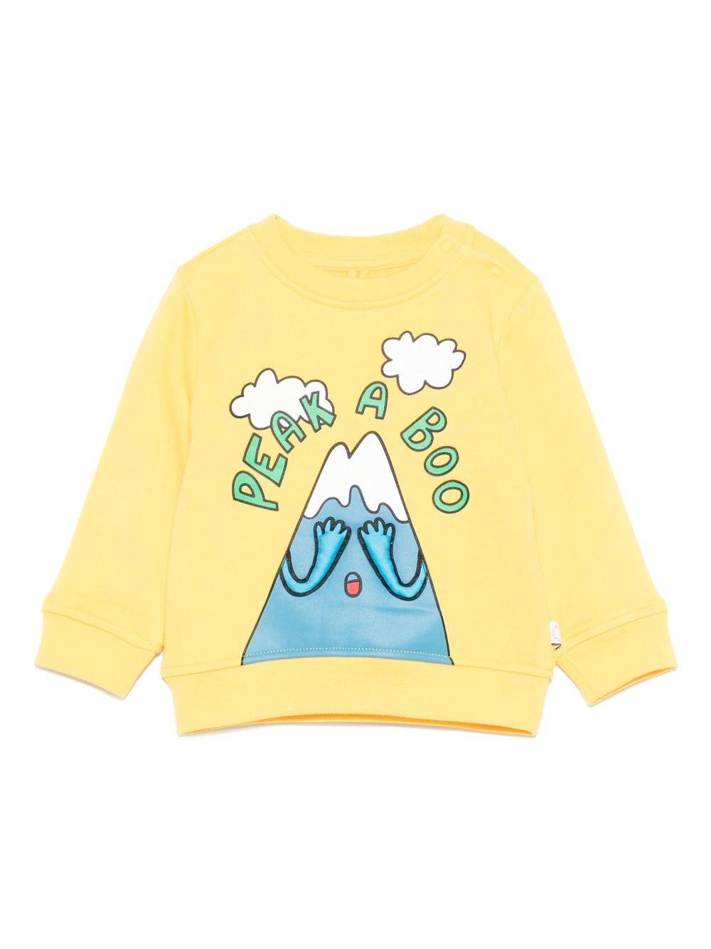 Felpa per neonato Stella McCartney Kids giallo con stampa grafica cartoon - Rubino Kids