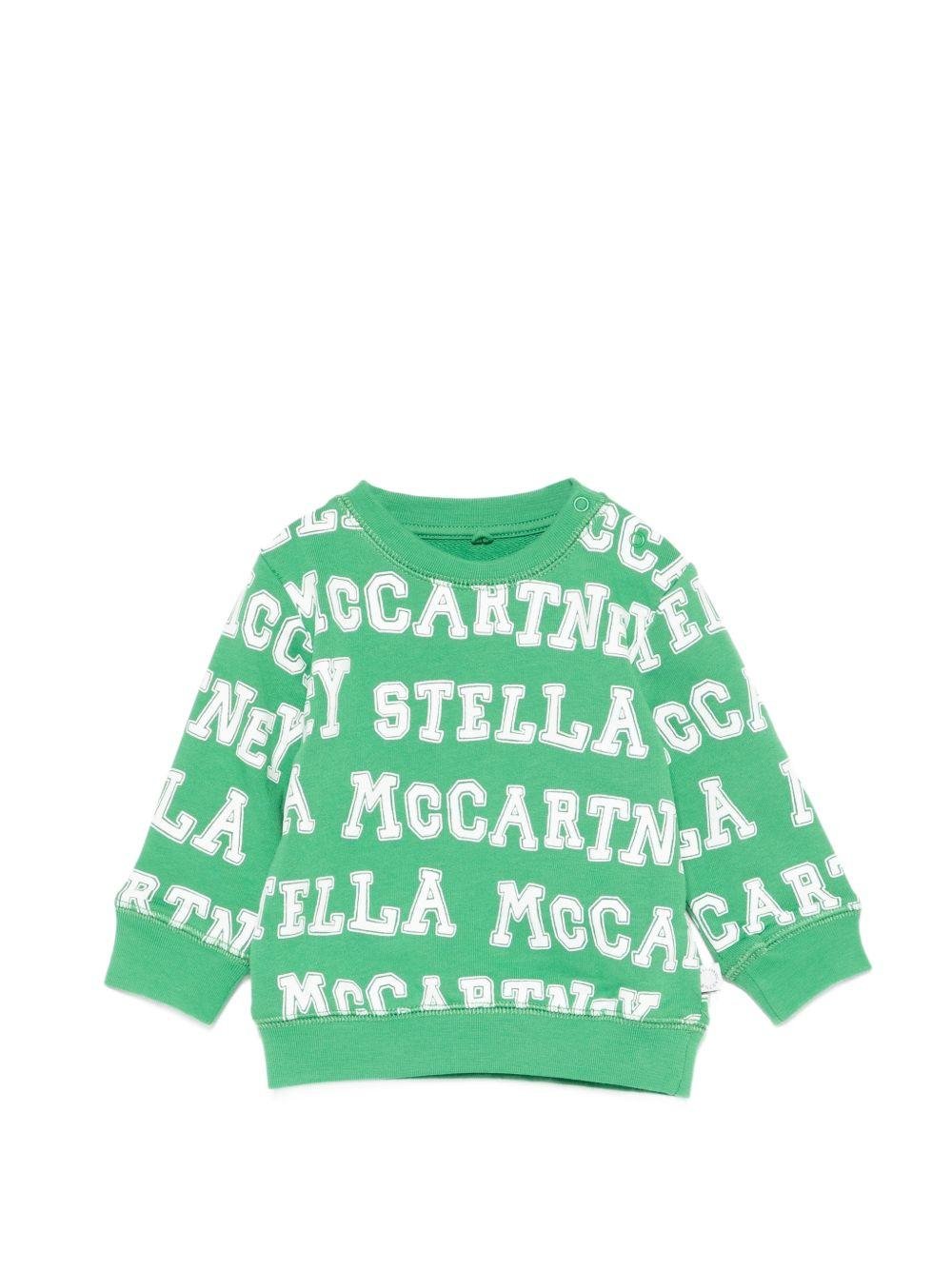 Felpa per neonato Stella McCartney Kids verde con logo all - over - Rubino Kids