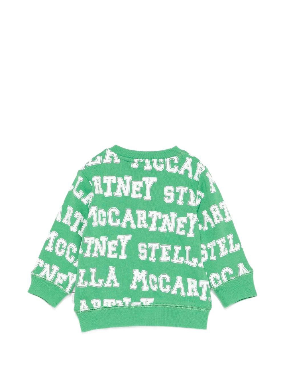 Felpa per neonato Stella McCartney Kids verde con logo all - over - Rubino Kids