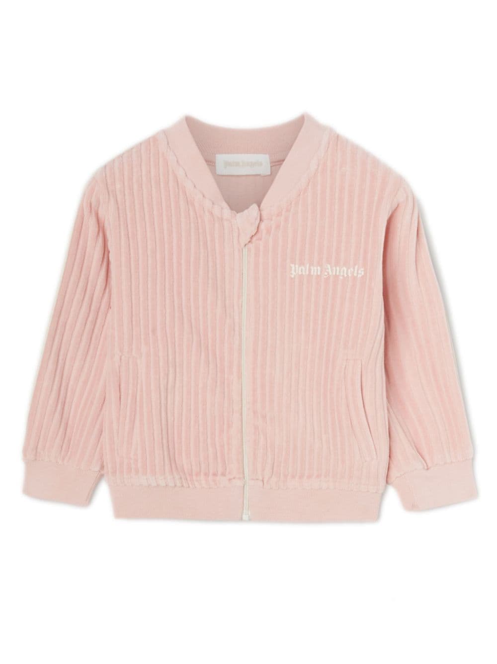 Felpa sportiva a coste con stampa per neonata Palm Angels Kids rosa con misto cotone - Rubino Kids